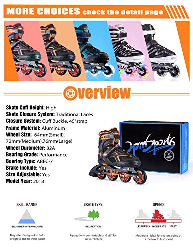 2PM SPORTS Torinx Orange Black Adjustable Skates 2PM SPORTS Torinx Orange Black Adjustable Skates